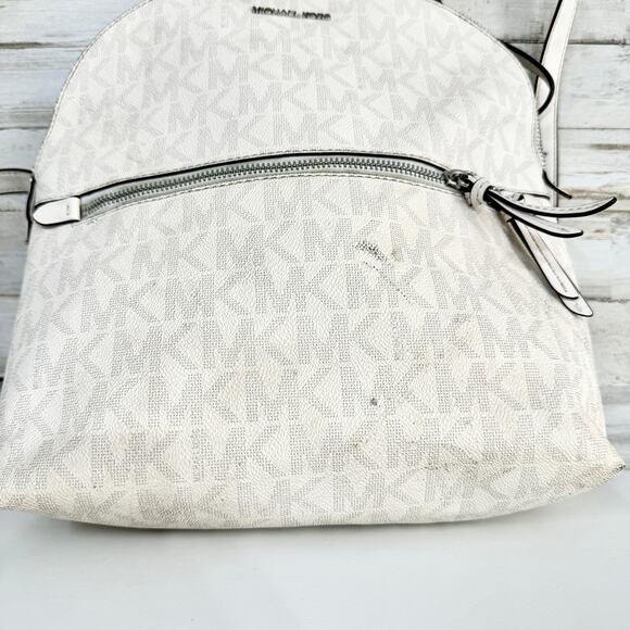 Michael Kors Dallas Medium Slim BACKPACK MK Signature Soft Sky White Authentic - Picture 2 of 8